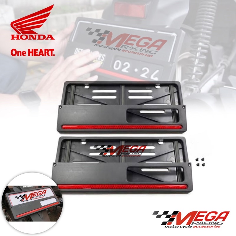 Tempat dudukan tatakan plat nomor motor Rumah plat no Lis Merah Motor honda yamaha suzuki Universal