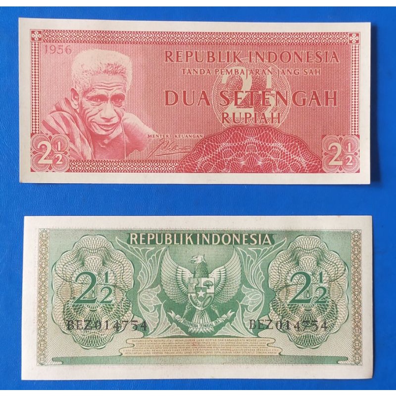 uang kuno 2 1/2 ( dua setengah rupiah ) seri suku bangsa tahun 1956