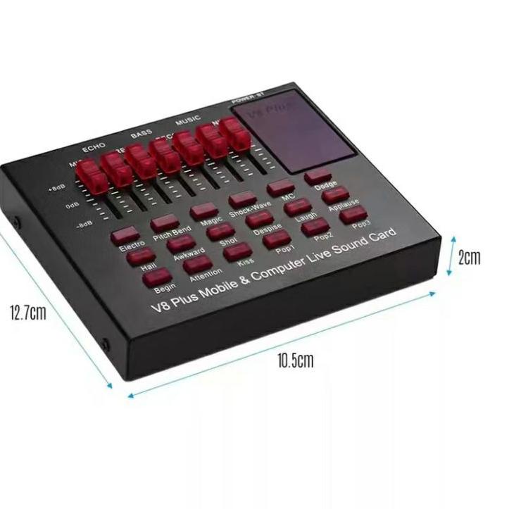 See More--Sound Card V8 Bluetooth sound card V8 Singing Live Sound Card Mixer External Audio Microph