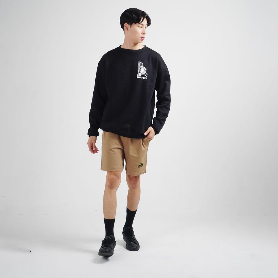 Penawaran Terbaik--Shinwa Black Crewneck - Sweater Pria Guteninc