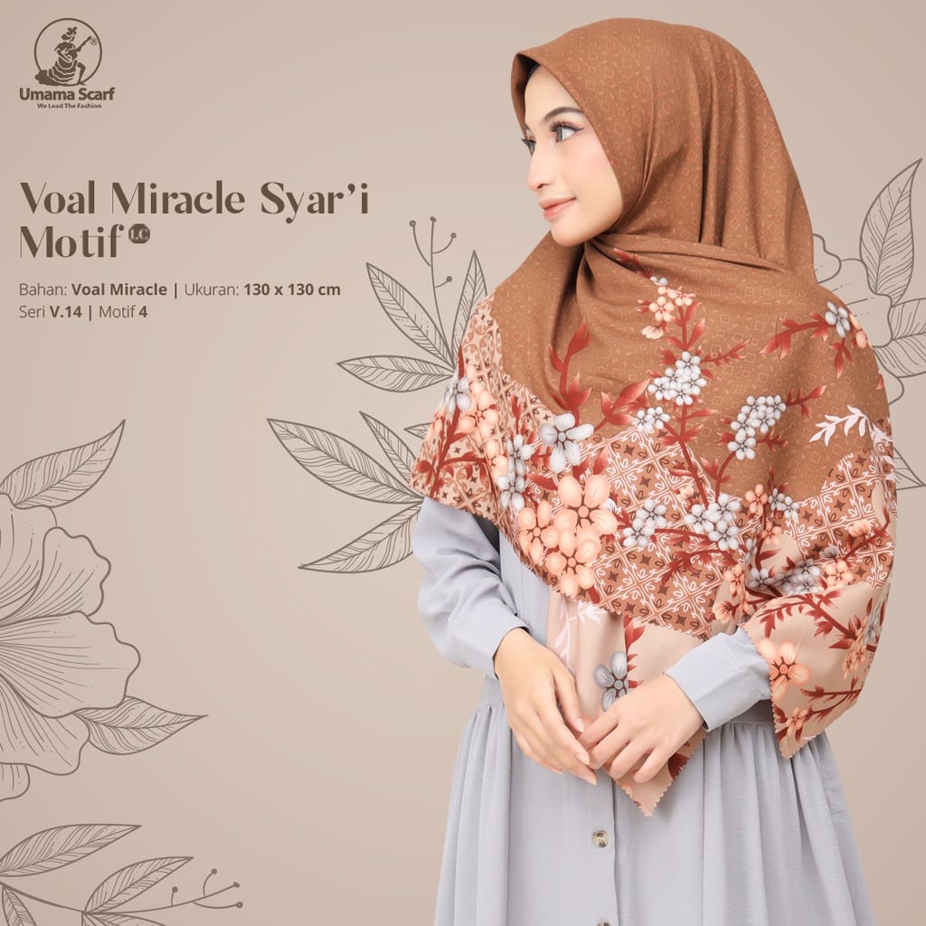 Kerudung Segiempat Basic Voal Miracle Motif Syar'i By Umama Hijab Segi Empat Motif Jumbo Nayla Hija'b