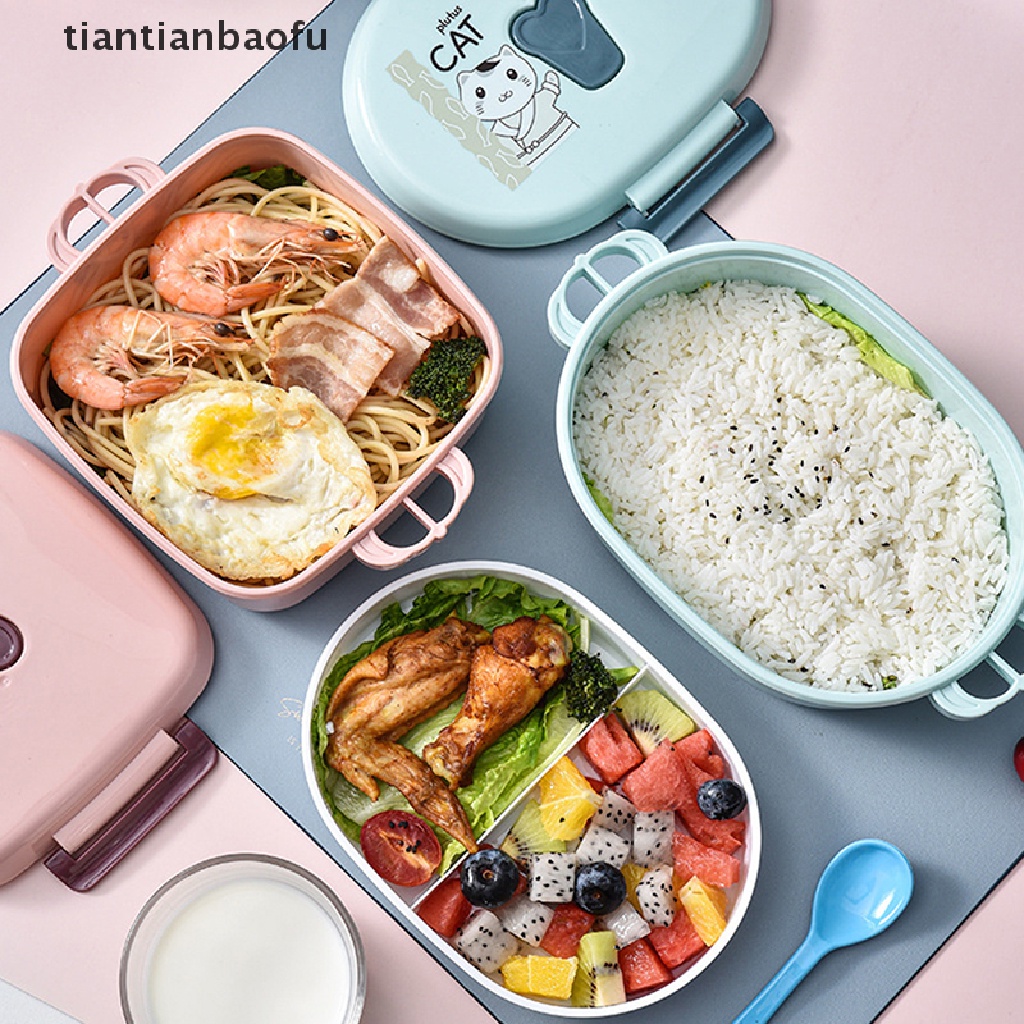 Kotak Makan Siang Bento Portabel Model Lapis Ganda Untuk Anak