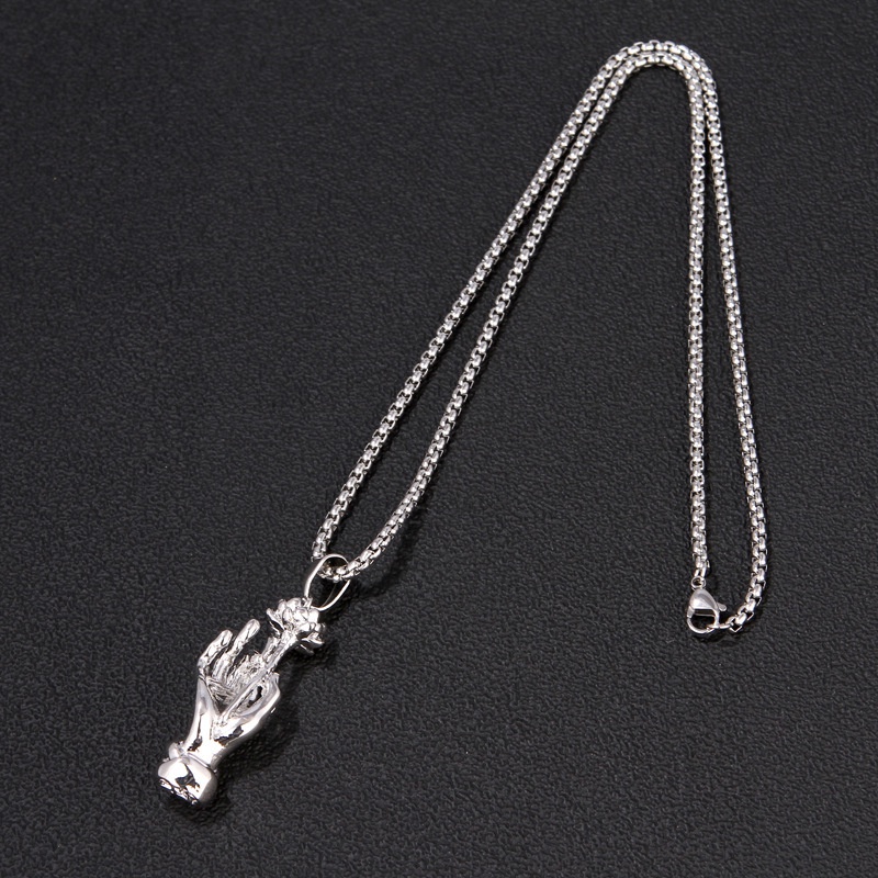 Kalung Liontin Giok Bahan stainless steel Gaya hip-hop Untuk Pria