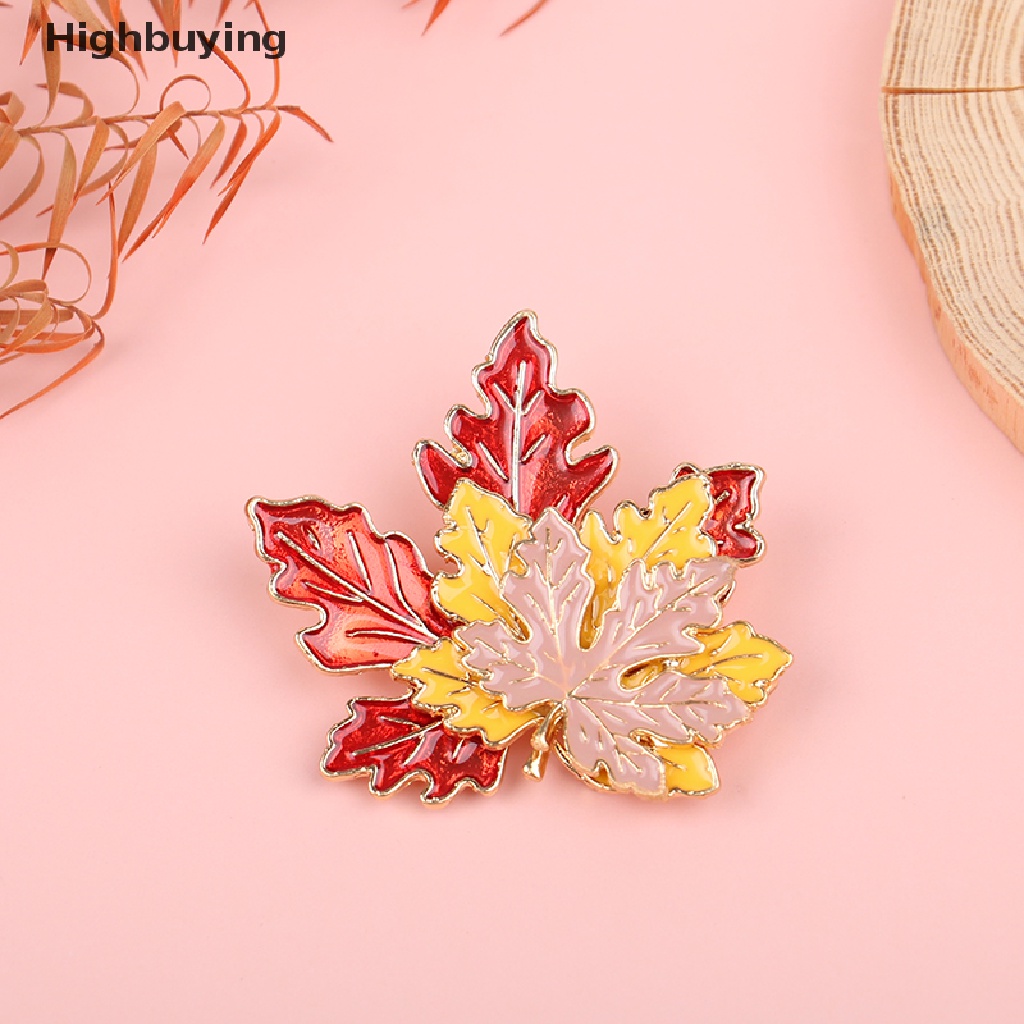 Bros Pin Enamel Bentuk Daun Maple Bahan Alloy Gaya Vintage Untuk Wanita Glory