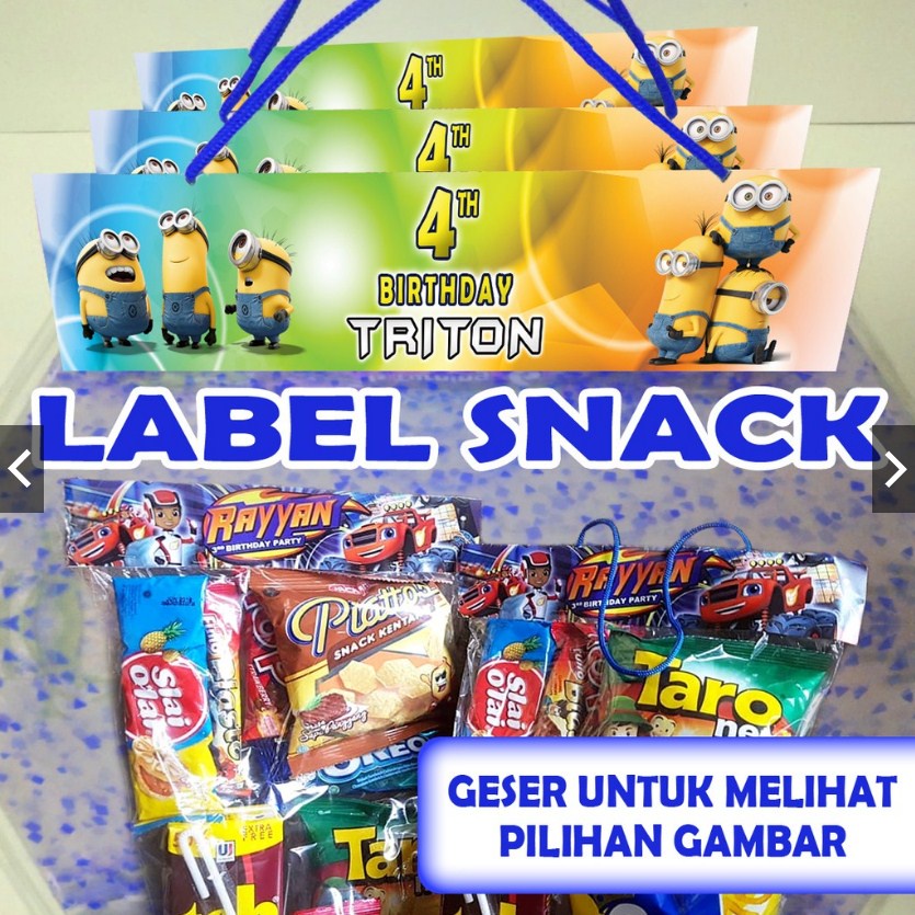 

LABEL PLASTIK SNACK TEMA MINION ULTAH / ULANG TAHUN LEBAR 20CM