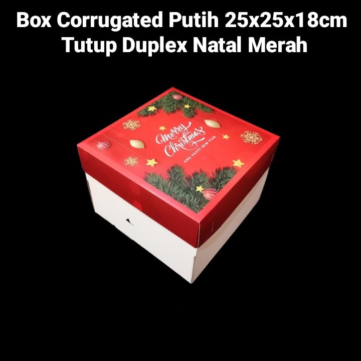 

kardus packaging kue tart natal dus hampers pudding box kemasan chiffon cake merry christmas ukuran 25x25x18 cm
