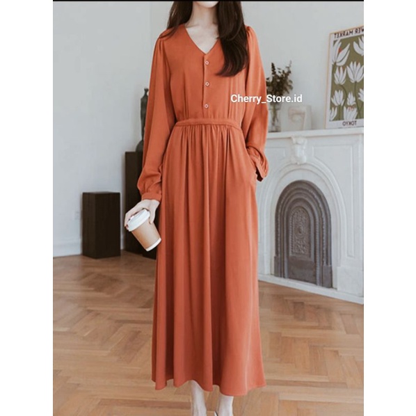 Cherry _ Maxi dress / Long Tunic/ Gamis / Dress panjang Korean style hijab friendly, busui bumil friendly