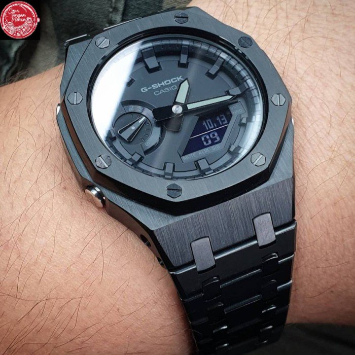 gshock g-shock GA-2100-1A1DR GA-2100-1A1 GA2100 Original - Hitam Rantai
