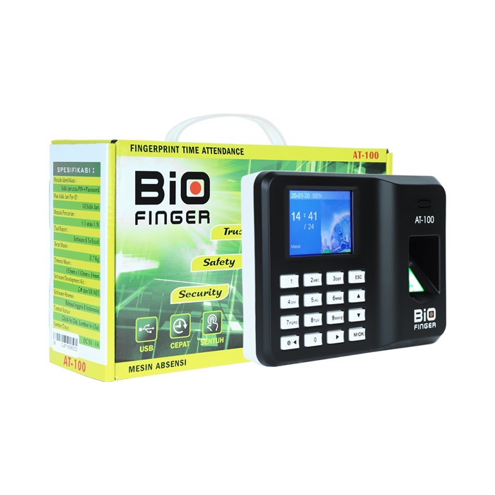 Mesin Absensi BioFinger AT-100, 500 Jari, USB Flash, EXCEL, Murah, Grs