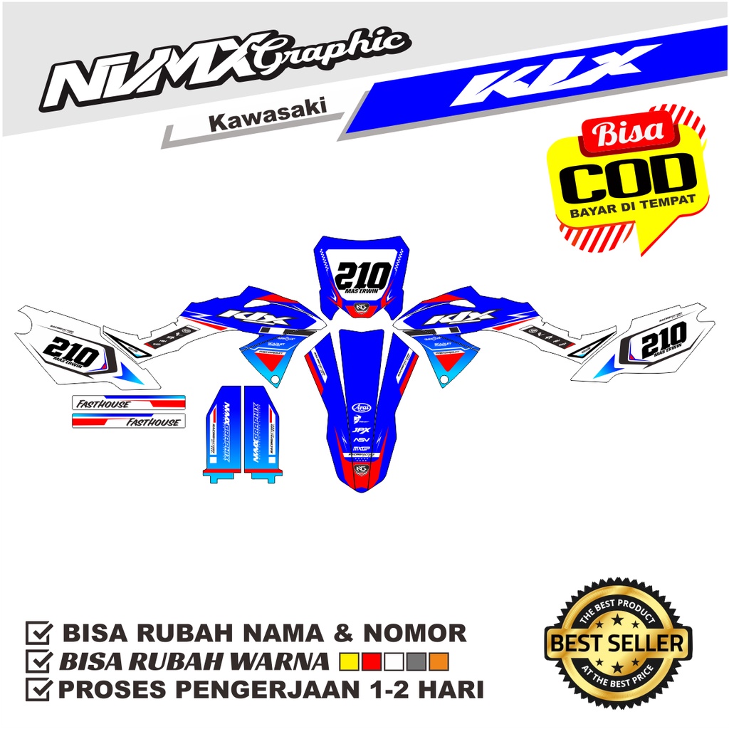 decal klx biru putih stiker decal klx