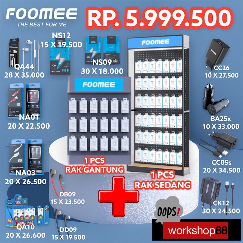 PROMO BARU ACC FOOMEE - Paket Reseller GRATIS Rak Gantung (1pcs) & Rak Sedang (1pcs) - DD09 DB09 NS1