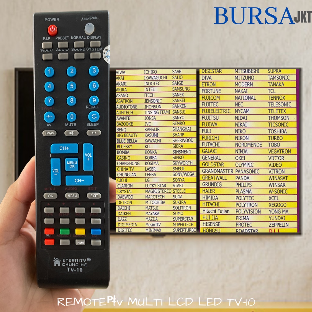 REMOTE TV TABUNG LCD LED SERBAGUNA MULTIFUNGSI TV 10 PENGGANTI REMOT TV YANG RUSAK