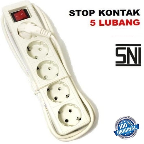 Stop Kontak Arde 5 Lubang dengan Kabel 5 meter (Ber-SNI)