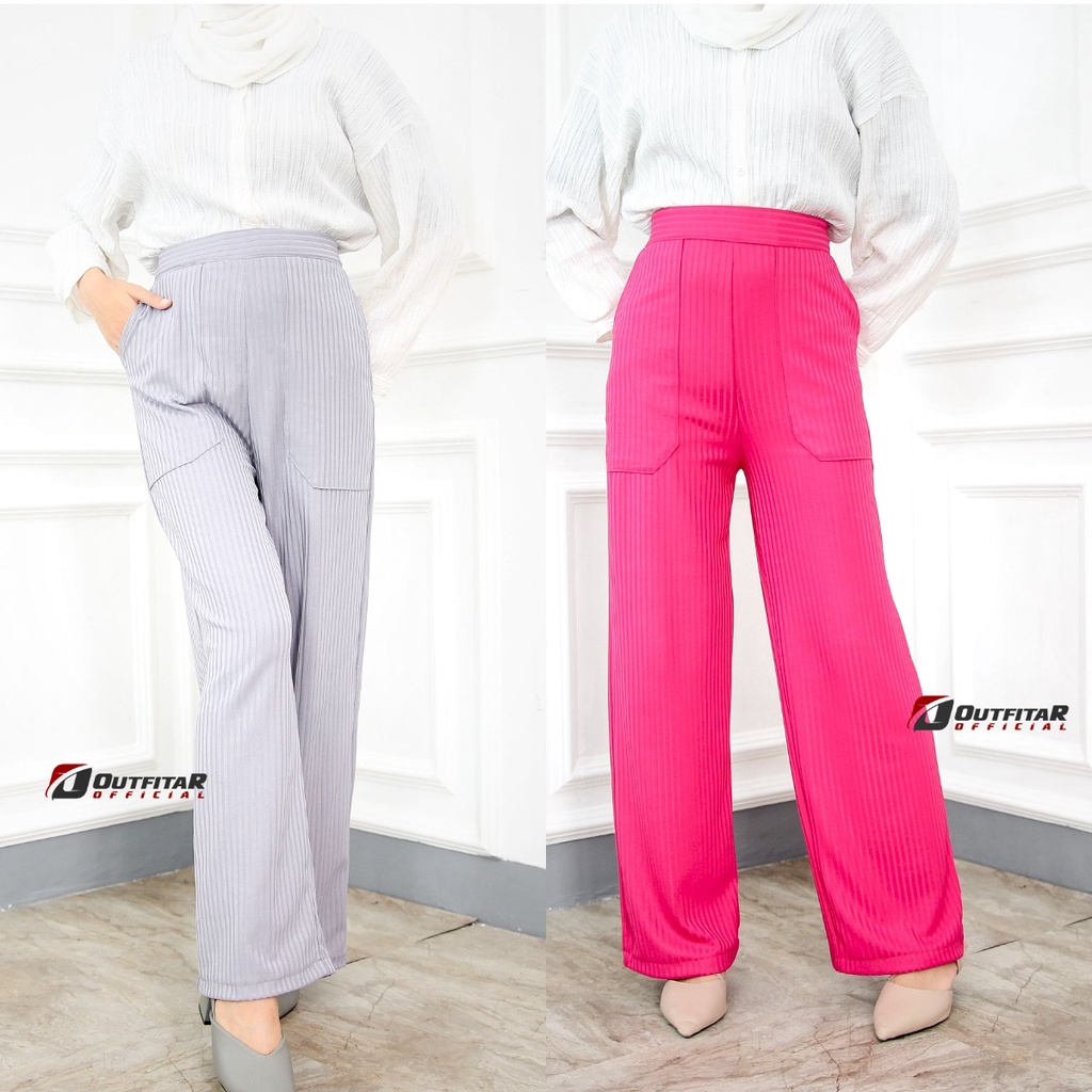 Celana Kulot Knit Highwaist Cullote Pants Celana Wanita Yuna Pants