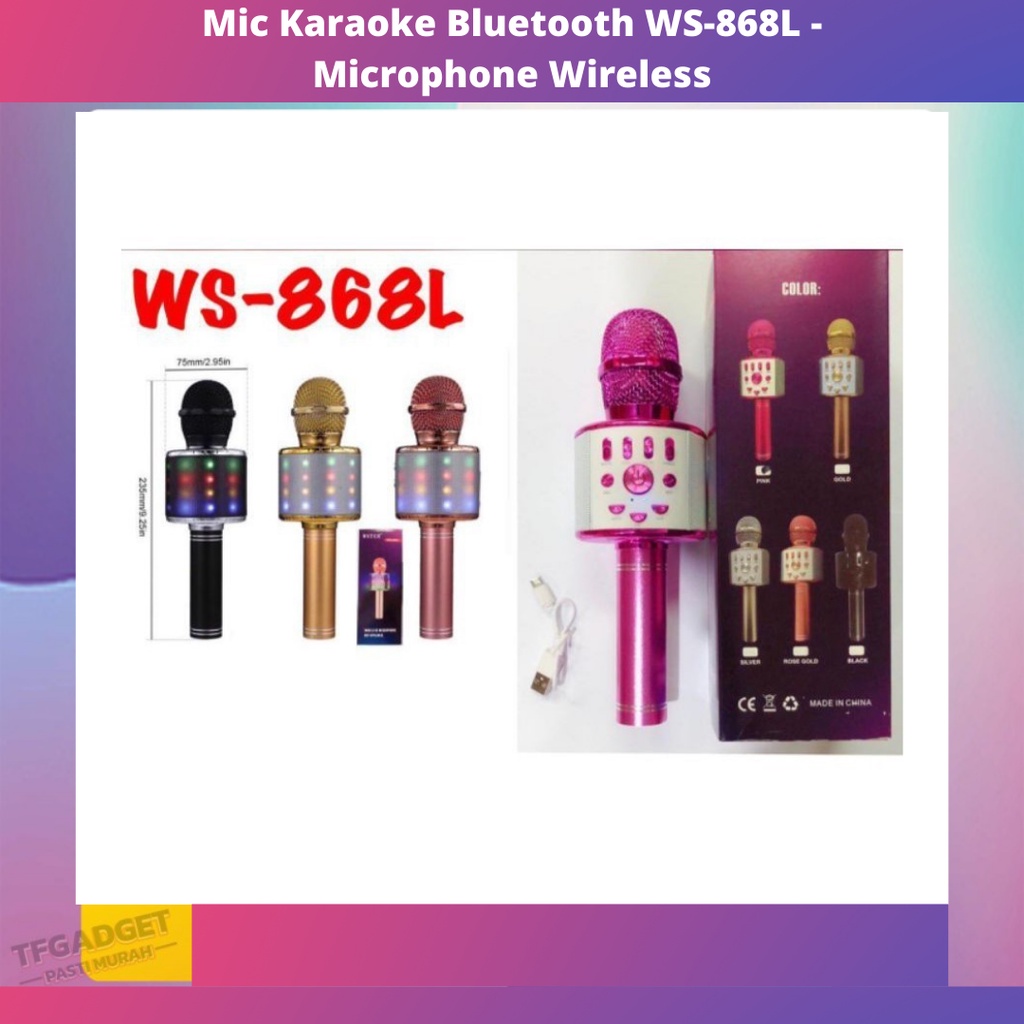 Mic Karaoke Bluetooth WS-868L - Microphone Wireless