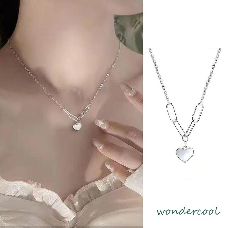 Kalung Cinta Cangkang Simulasi Mewah Tanpa Memudar Rantai Kerah Liontin Lembut Kelas Atas-Won