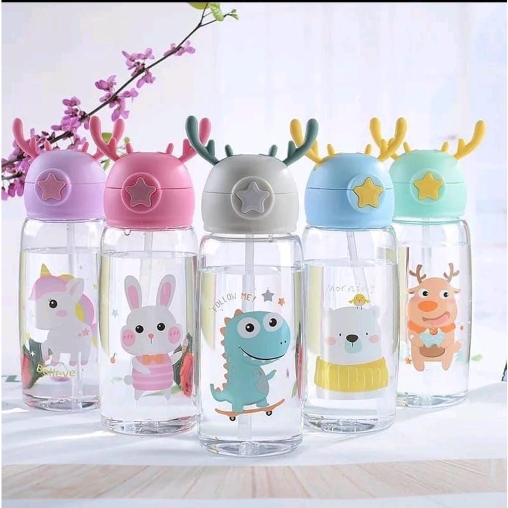 ~ PIYOSHI08 ~ Botol Minum Anak Tanduk Rusa / Lumba Lumba / Paus Air Mancur Lucu BPA Free Murah AF56