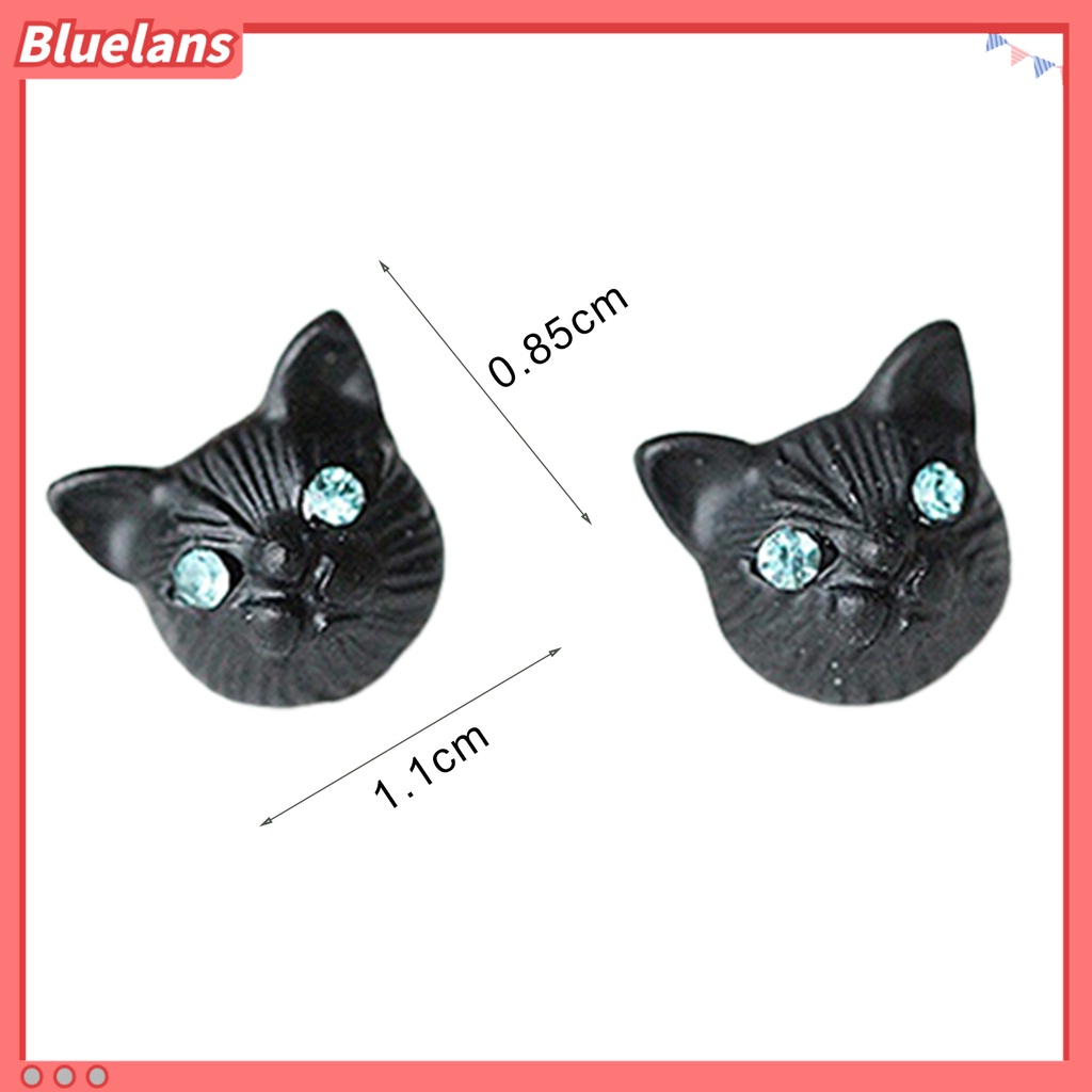 Bluelans 1 Pair Women Cute Cats Head Rhinestones Inlaid Ear Studs Earrings Club