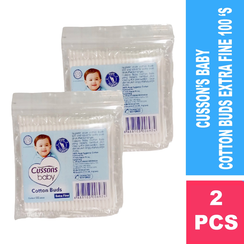 [ 2 PCS ] Cussons Baby Cotton Bud Extra Fine - Pembersih Telinga Bayi 100's