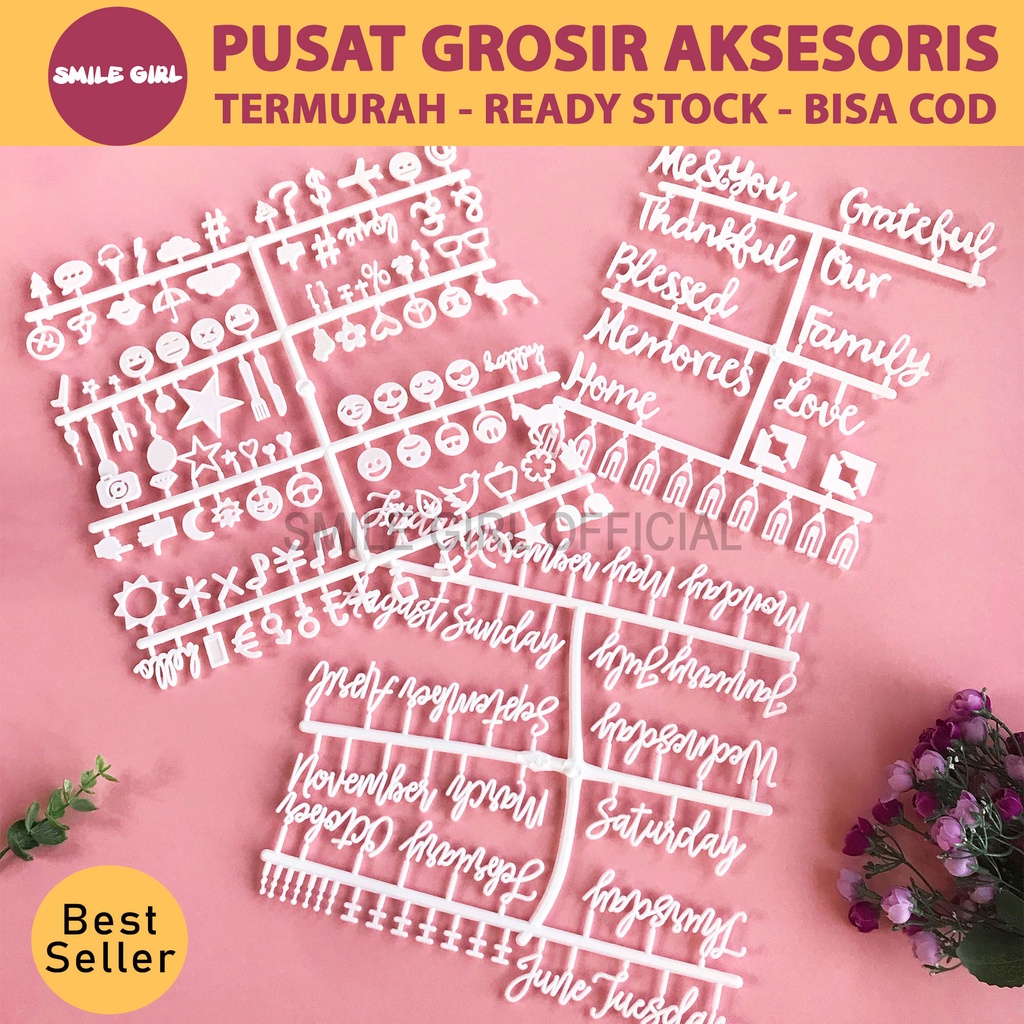 

SMILE GIRL OFFICIAL | Grosir Murah - Extra Huruf Emoticon Huruf Latin Hari Bulan untuk Papan Nama Bayi