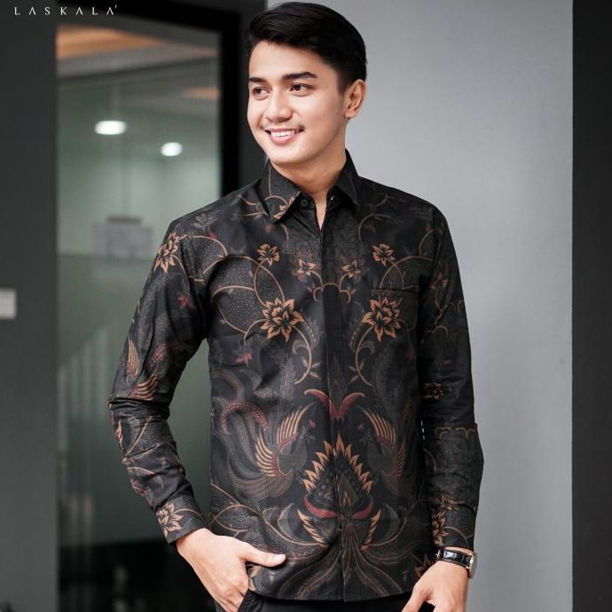 Laskala Premium Batik Slimfit Haikal Hitam K08A306