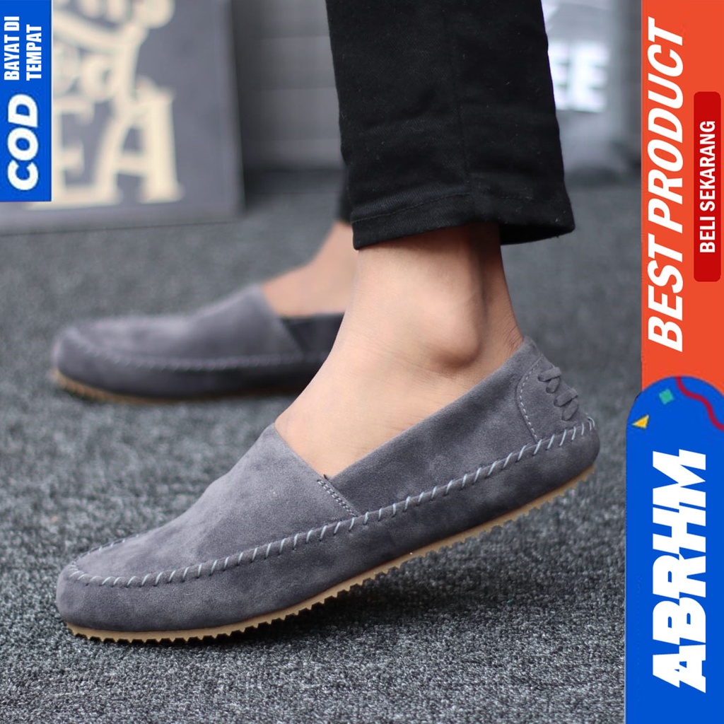 Sepatu Slip On Casual Santai Kerja Kantor Pria Hitam Slop Abrhm Siena