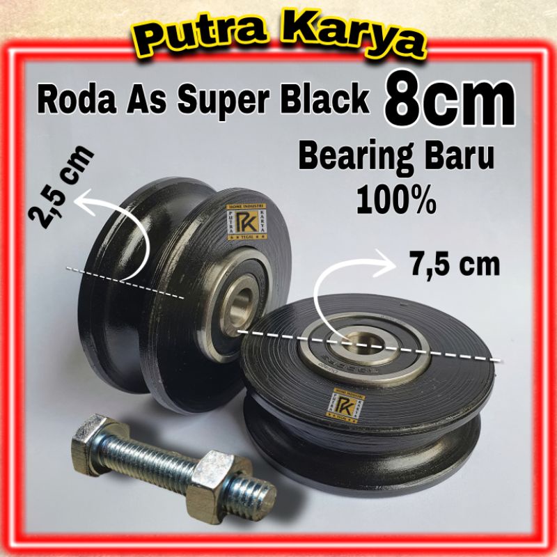 Jual Roda Bubut Super Black 8cm Tanpa rumah Roda Besi Only Berkualitas ...