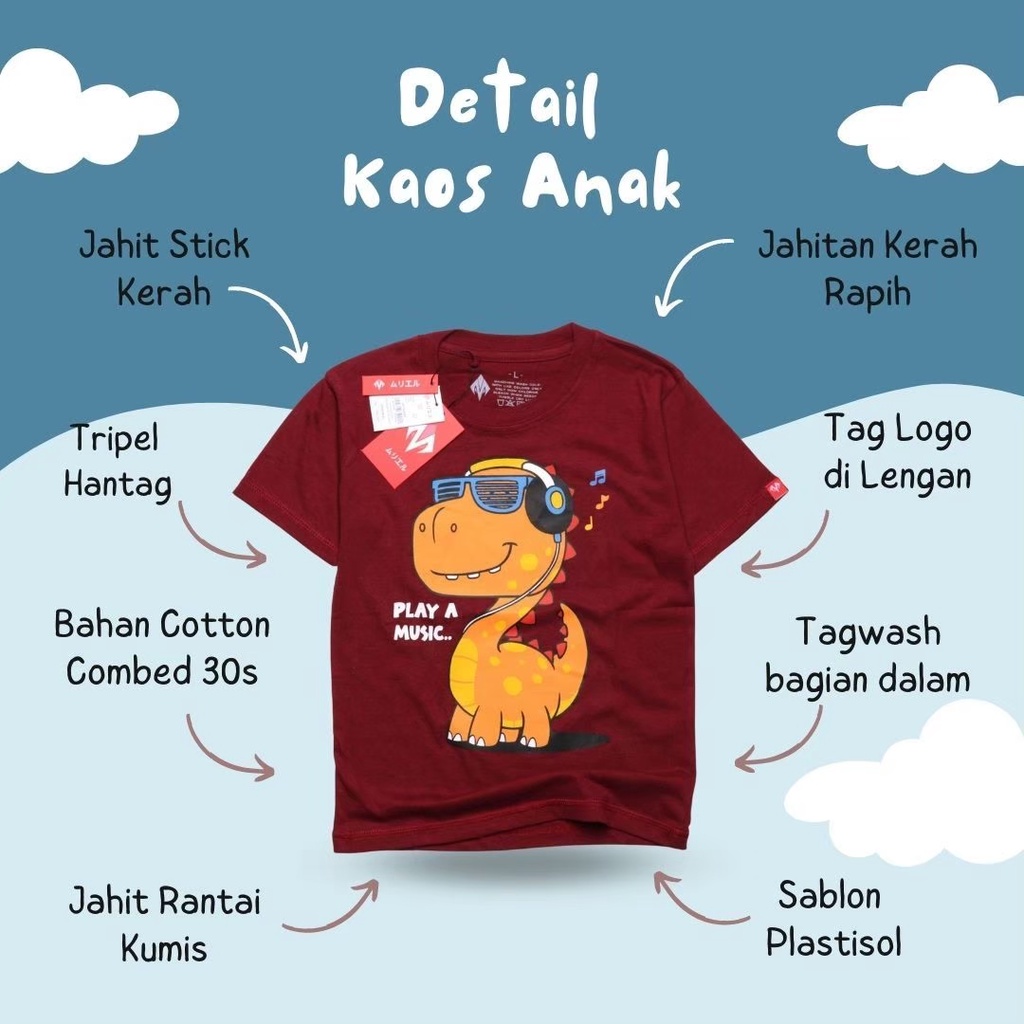 Kaos anak dino laki-laki distro lakilaki Karkater Kartun baju anak DINO SPEAD BOAT MERAH cowok branded Atasan anak laki laki anak RGKIDS