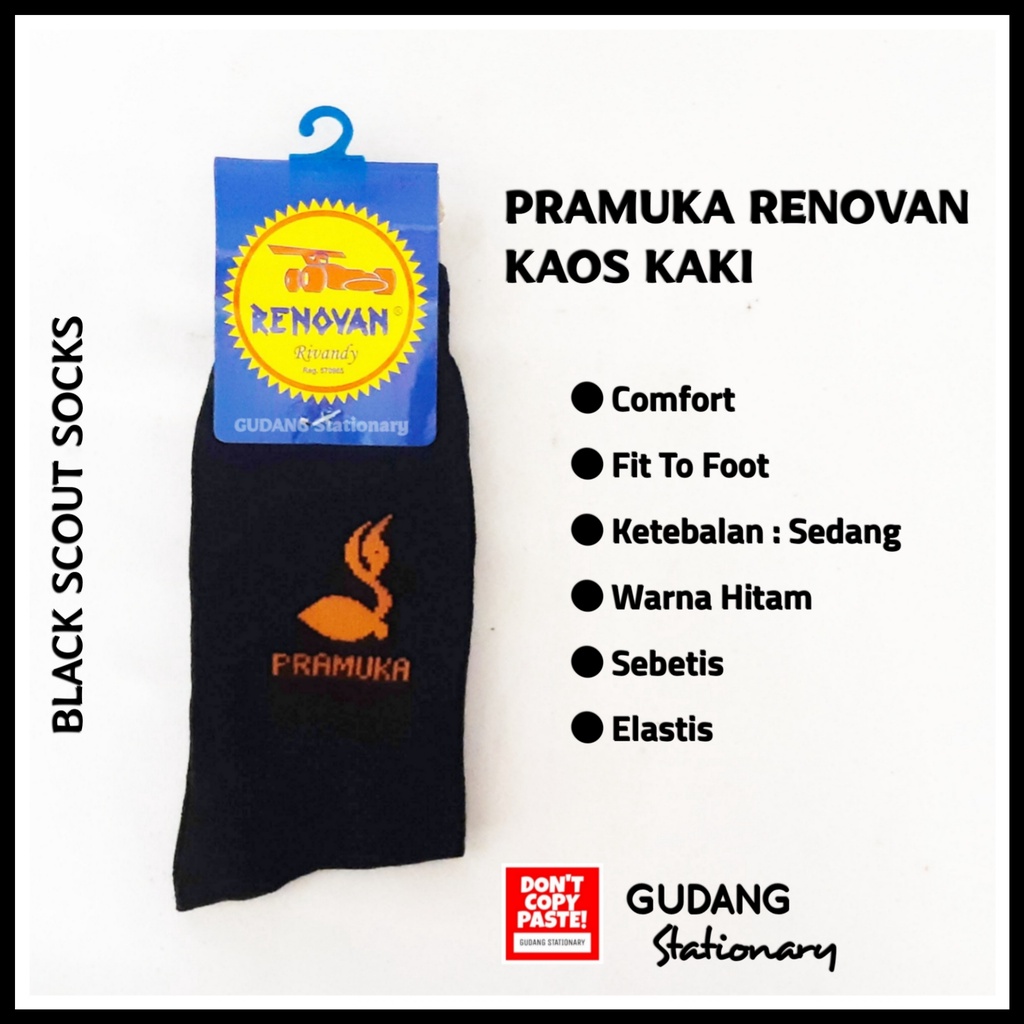 Kaos Kaki Pramuka Hitam RENOVAN