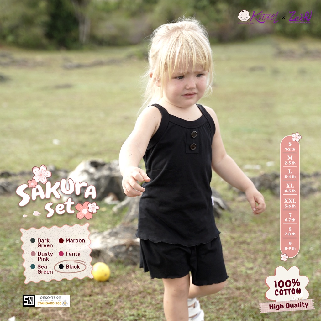 KAZEL X ZEBE SAKURA SET GIRL 1PCS / BAJU BAYI ANAK 1-9 TAHUN [SNI]