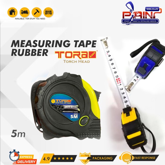 Meteran 5 Meter Karet Tora - Measuring Tape Rubber 5m Berkualitas