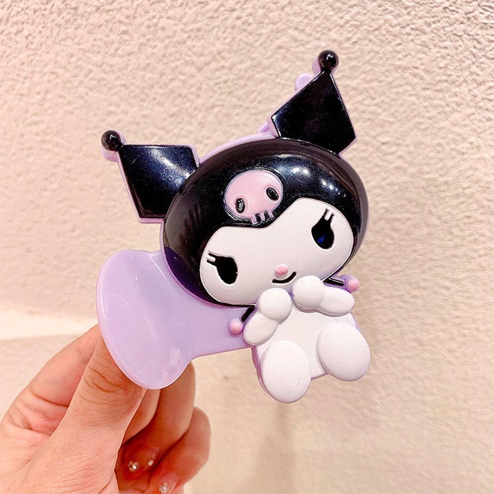 NEEDWAY Wanita Hair Claw Hairgrip Rambut Kepiting Klip Untuk Anak Perempuan Kuromi Melody Kartun Cinnamoroll Dog Ponytail Holder