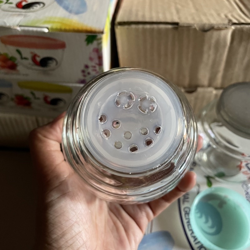 NEW Tempat Bumbu Kaca + Tutup Garis/Toples Bumbu/Tempat Bumbu Estetik **