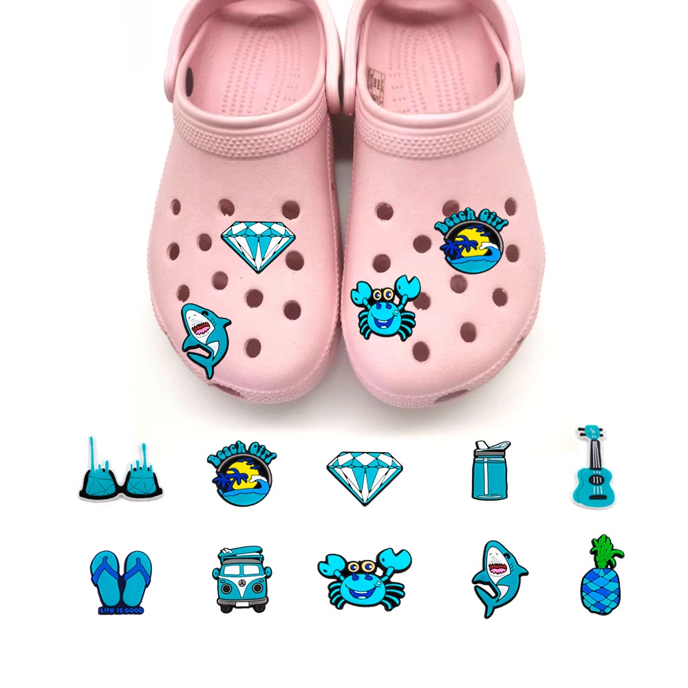 10pcs / SET Charms jibbitz Buckle crocs Bahan PVC Untuk Dekorasi Sepatu Anak