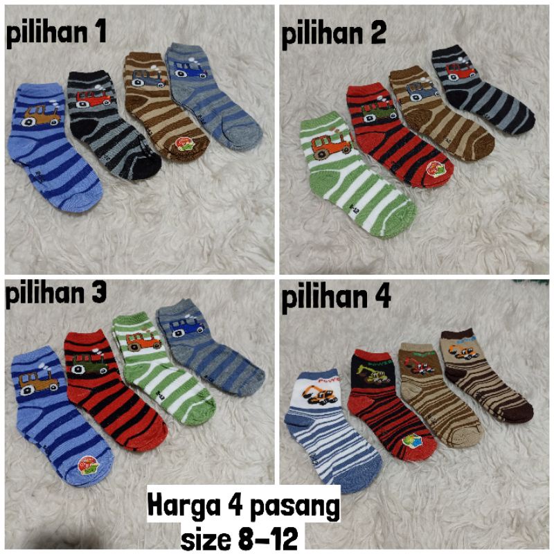 4 pasang kaos kaki anak  umur 4-7 tahun size 8-12