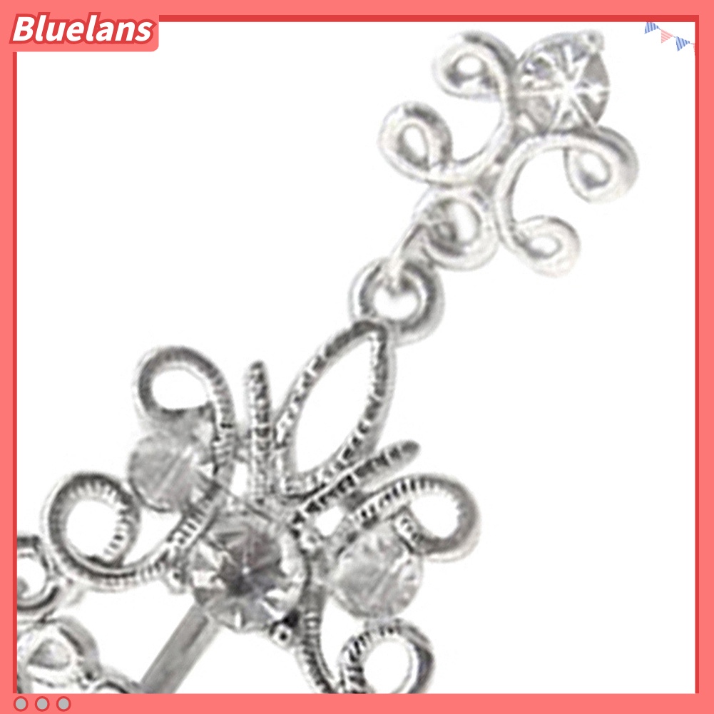 Bluelans Lady Body Piercing Jewelry Belly Dance Rhinestone Dangle Navel Barbell Ring