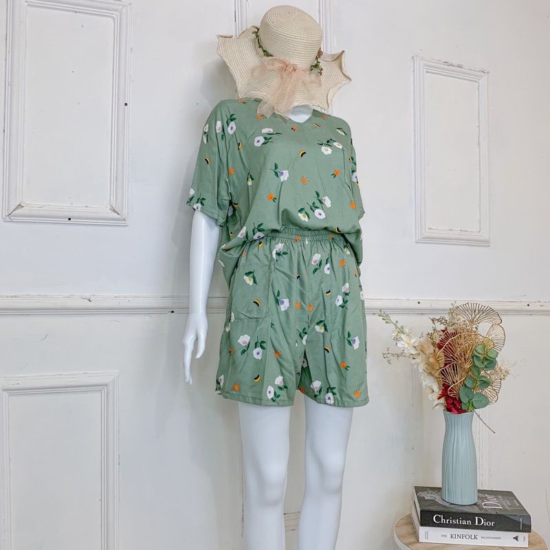 Setelan Rayon Twill Kerah V/ Baju Tidur Dewasa/ Piyama Rayon