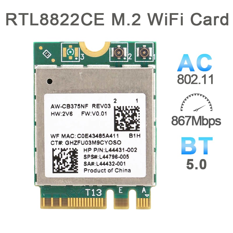 Jual Wifi 5 Card Wireless Realtek 8822CE RTL8822CE BT 5.0 NGFF 2230 AC ...