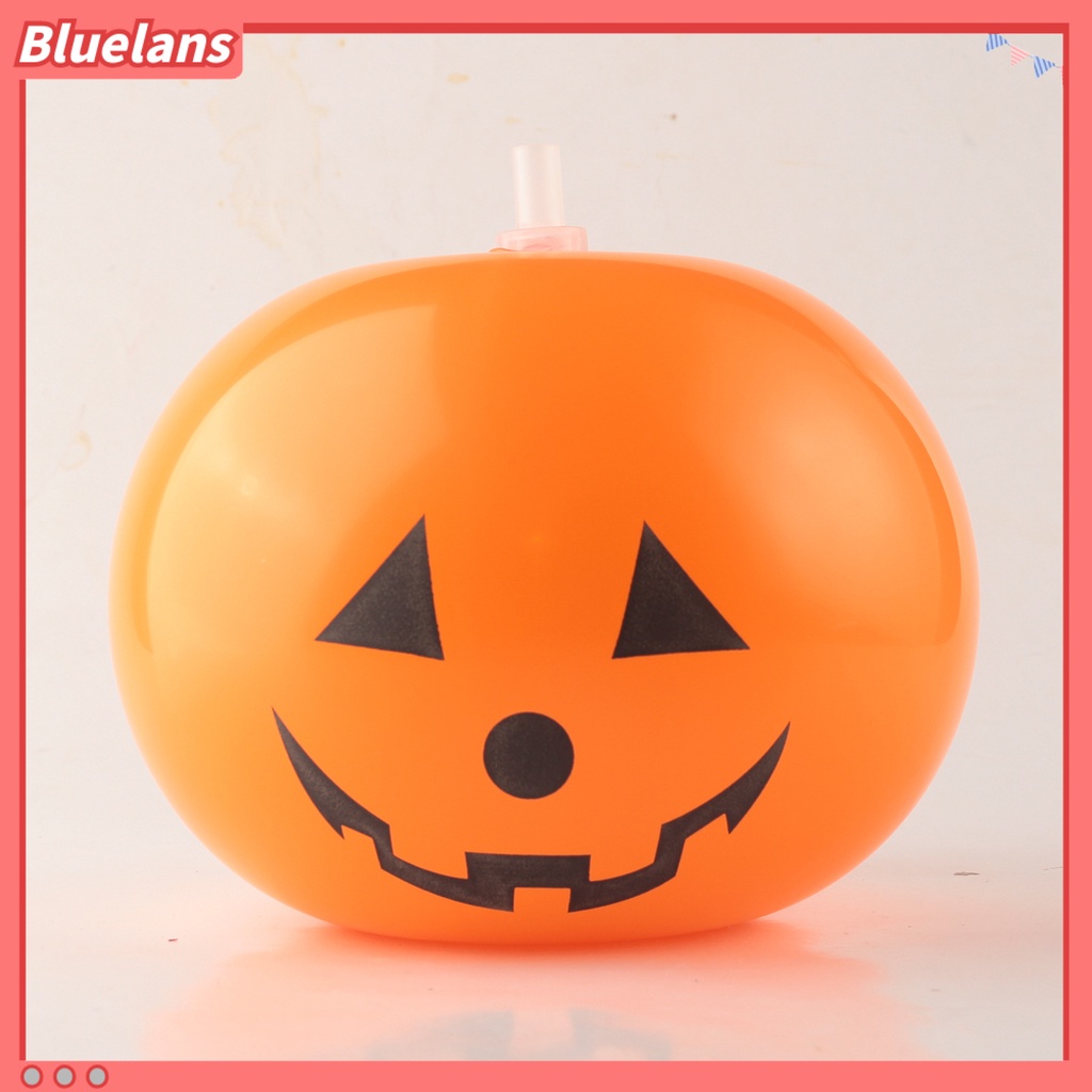 20pcs Ornamen Balon Elastis Bentuk Labu Halloween Dengan Lampu LED Untuk Rumah