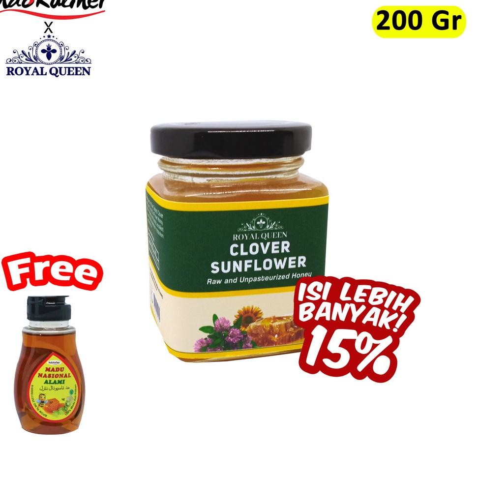 

Original Indokuliner Madu Clover Plus Sun Flower Honey Blend Royal Queen 200 Gram ASLI buruan