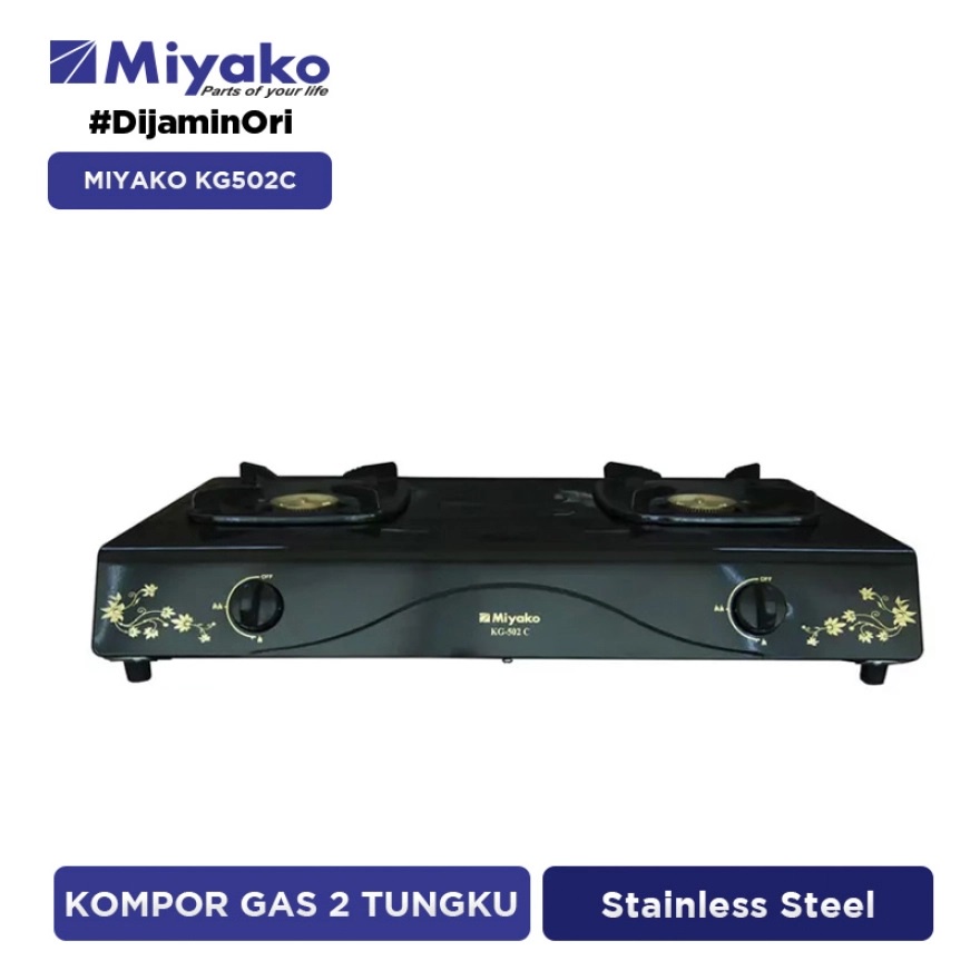 MIYAKO Kompor Gas [2 Tungku] KG - 302 C,  KG-502 SS, KG502C + SELANG REGULATOR