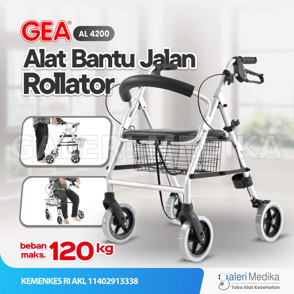 GEA Rollator AL-4200 / AL4200 / AL 4200 Alat Bantu Jalan Orang Tua