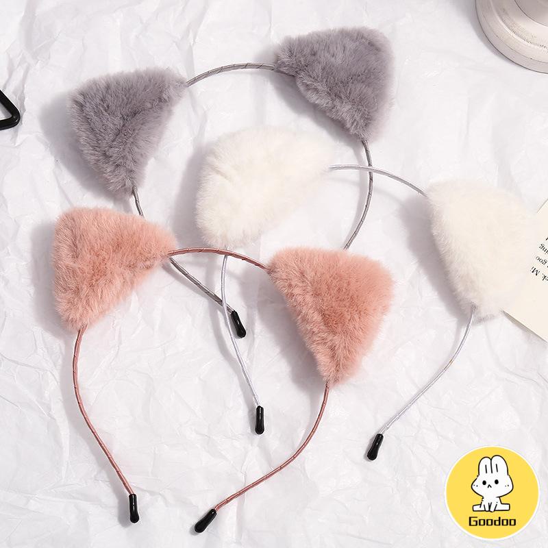 Korea bando Pita Rambut Telinga Kucing Lucu Cuci Muka Headband Simple Press Hair Clip Headwear S -Doo