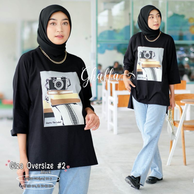 GIZA OVERSIZE #2 BY GHAFFA THE LABEL / KAOS OVERSIZE WANITA MUSLIMAH / LD Jumbo katun combed 30s adem