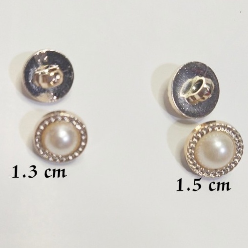 Kancing jamur mutiara timbul motif rose white 13 mm 15 mm 20mm ISI 100 biji
