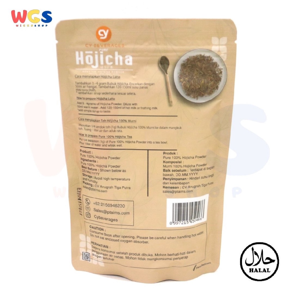 CY Beverages Pure Hojicha Roasted Matcha Powder 100 gr