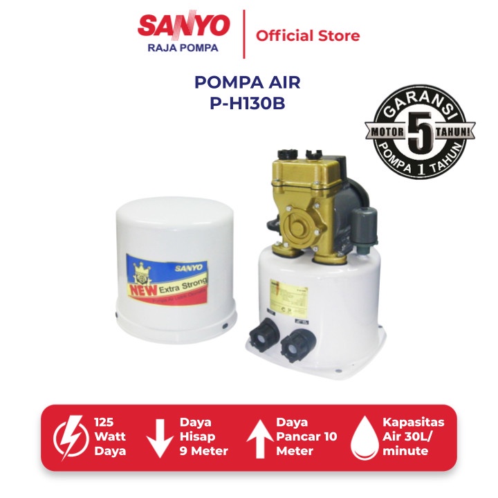 SANYO P-H130B / PH130B Mesin Pompa Air Sanyo Otomatis - Shallow Well Pump