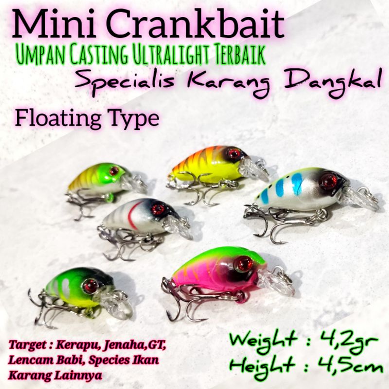 Mini Crankbait Ultralight Minnow 4,5cm 4,2gr Umpan Casting Karang Dangkal