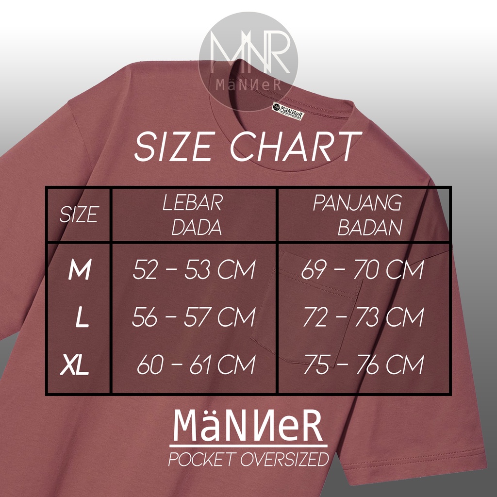 Manner - Kaos Pocket Oversized Kaos Korea Unisex Kaos Polos Oversized Pria Wanita Basic Pocket T-Shirt Cotton Combed 24s Baju Jumbo Laki Perempuan