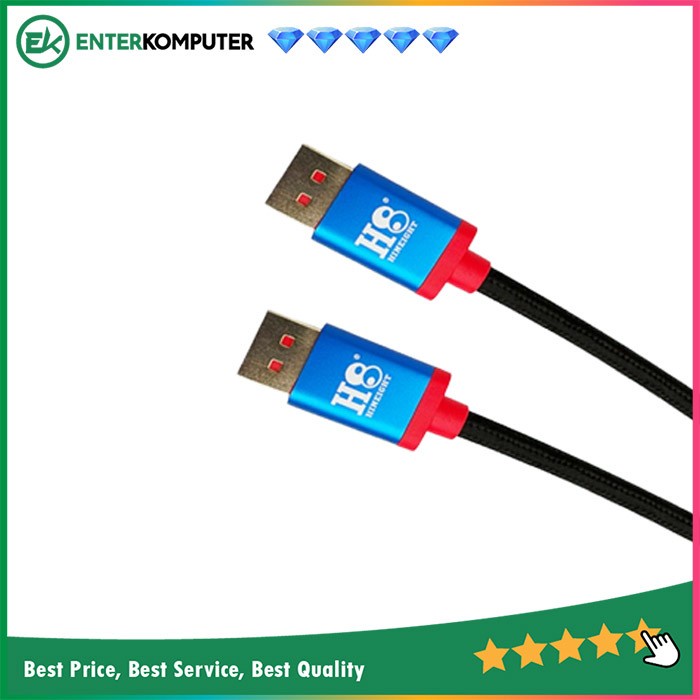 Kabel Displayort Versi 1.4 8Kx4K @ 60Hz 2 Meter Braided - H8-DP14VA2B